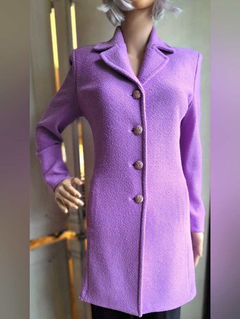 St John Collection Size 2 Lavender Purple Long Knit Coat